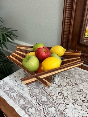 Chopstick Folding Bamboo Bread Fruit Bowl Wood Collapsible Basket MCM Japandi